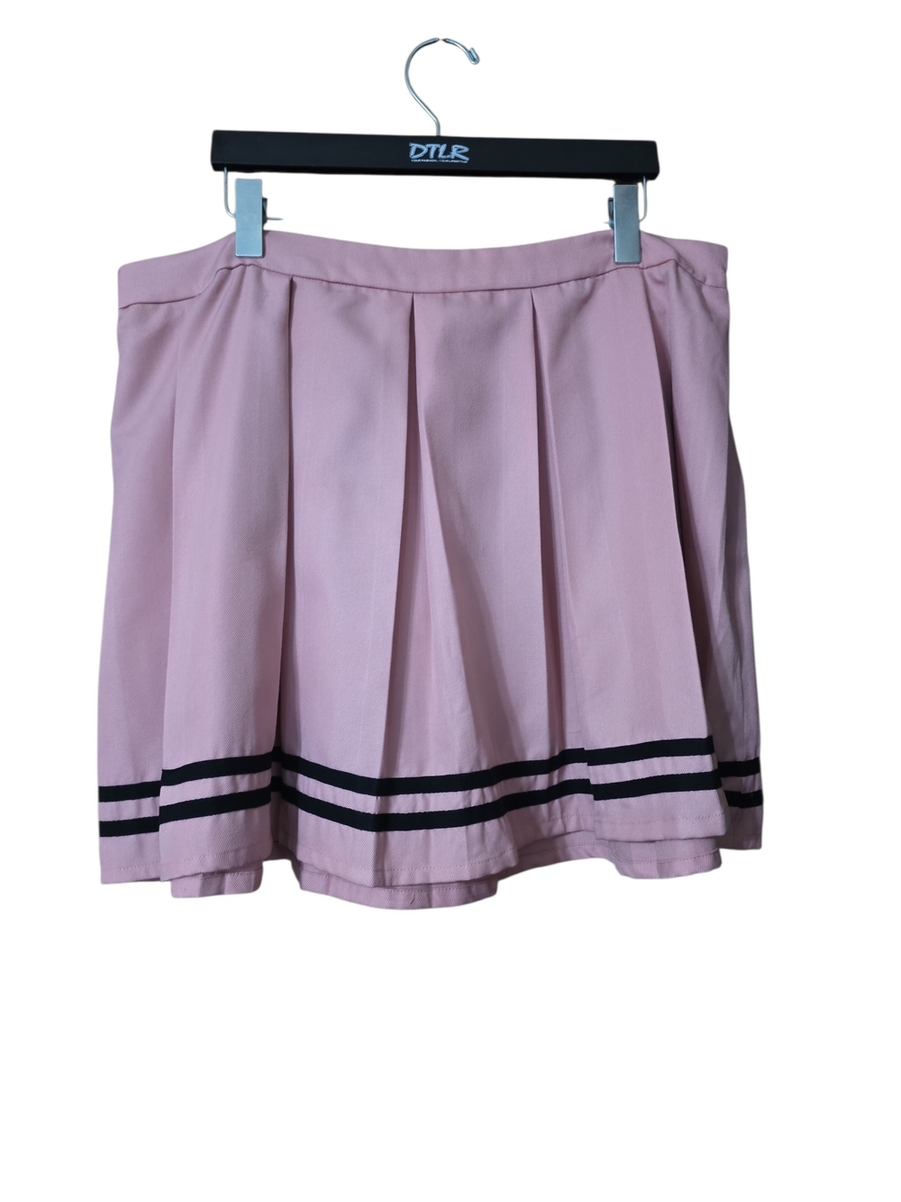 Hot Topic Pink Pleated Skater Skirt with Black Stripe Hem 2 (Plus Size 16)